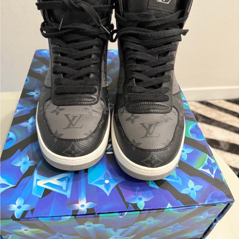 Louis Vuitton Black and Gray Monogram Sneakers